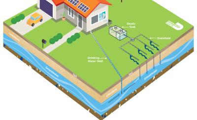 graphic of septic system flowing underground