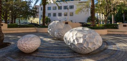 Coral Forest sculptures in the shade on sunny day