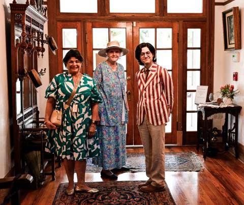 Photos of three guests in the Merrick House